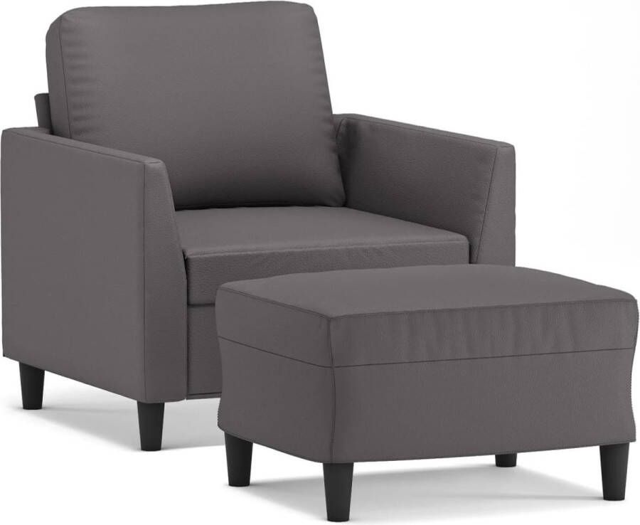 VidaXL -Fauteuil-met-voetenbank-60-cm-kunstleer-grijs - Foto 2