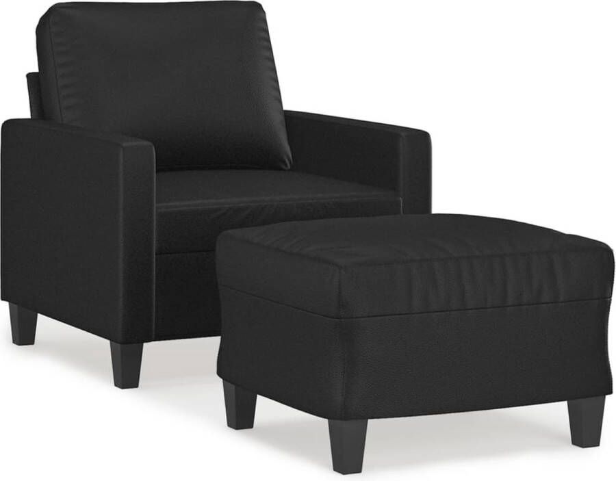 Vida XL vidaXL Fauteuil met voetenbank 60 cm kunstleer zwart-VXL-3201009 - Foto 3
