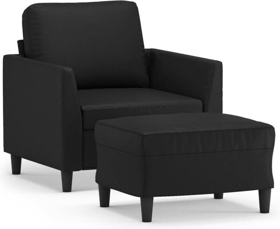 VidaXL Fauteuil met voetenbank zwart kunstleer Fauteuil Zwart Fauteuilshop Lounge Stoelen Relaxfauteuil Zwarte Fauteuil - Foto 2
