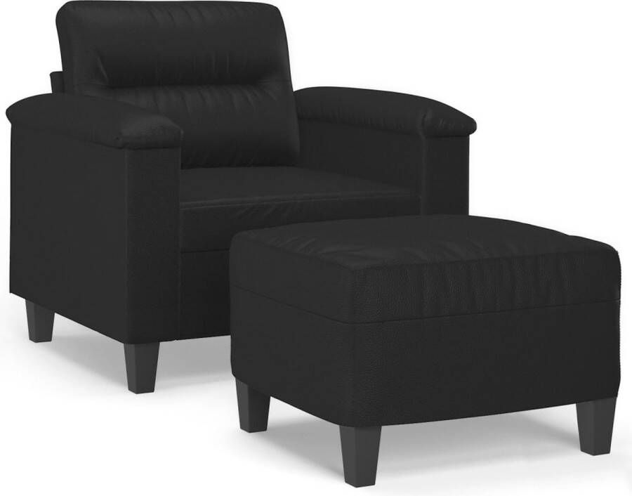 VidaXL -Fauteuil-met-voetenbank-60-cm-kunstleer-zwart - Foto 3