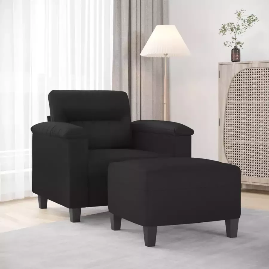 Vida XL vidaXL Fauteuil met voetenbank 60 cm kunstleer zwart-VXL-3201009 - Foto 1
