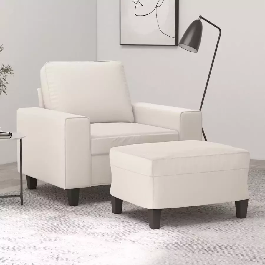 VidaXL Fauteuil met voetenbank 60 cm microvezelstof beige