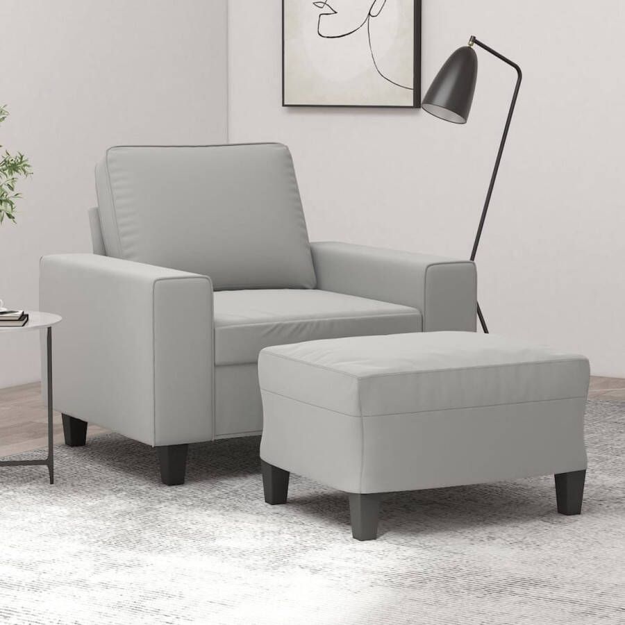 VidaXL -Fauteuil-met-voetenbank-60-cm-microvezelstof-lichtgrijs - Foto 3