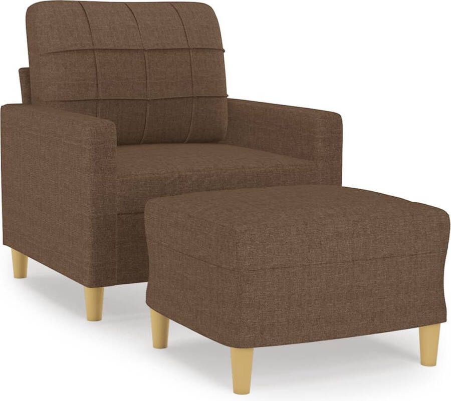 VidaXL -Fauteuil-met-voetenbank-60-cm-stof-bruin - Foto 2