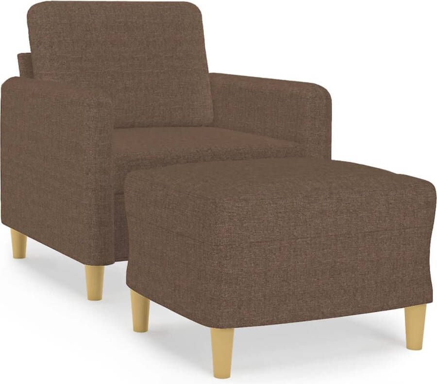 VidaXL -Fauteuil-met-voetenbank-60-cm-stof-bruin - Foto 2