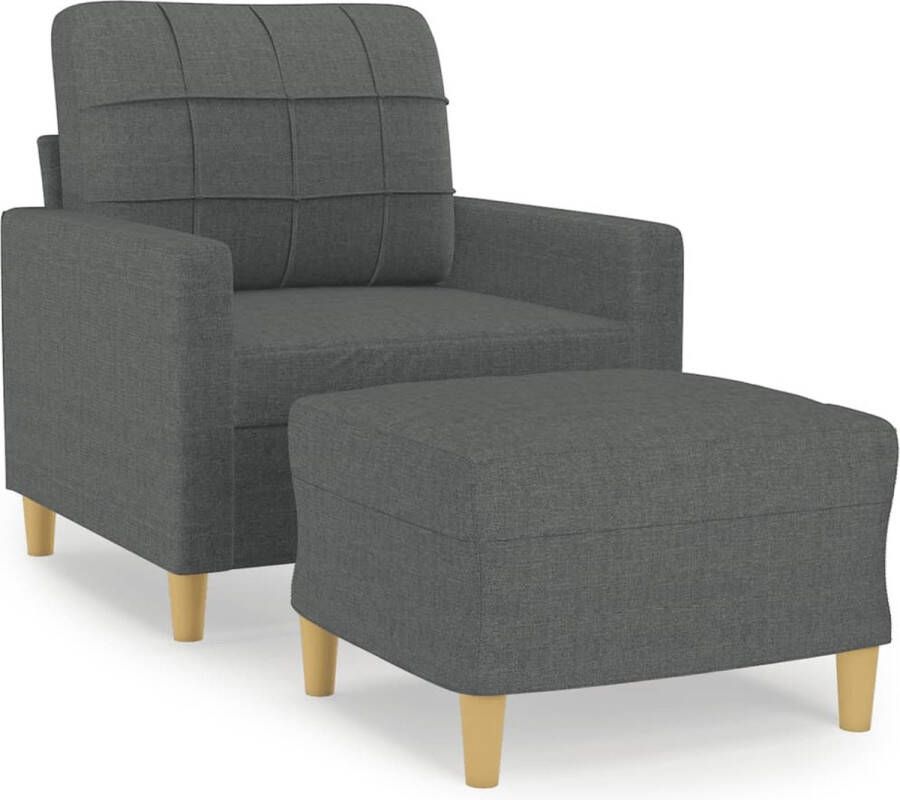 VidaXL Fauteuil met Voetenbank Stof Donkergrijs Fauteuil Lounge Stoel Relaxstoel Grijs Fauteuil Donkere Fauteuils - Foto 2