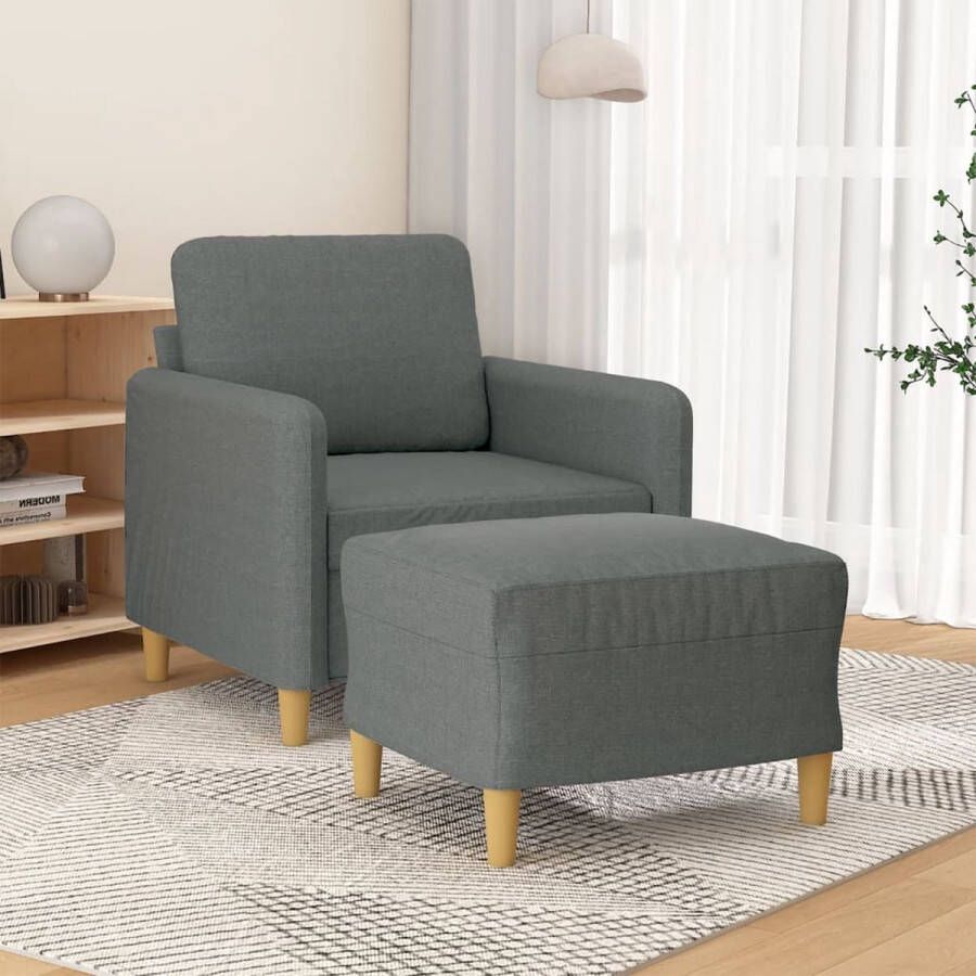 VidaXL -Fauteuil-met-voetenbank-60-cm-stof-donkergrijs - Foto 2