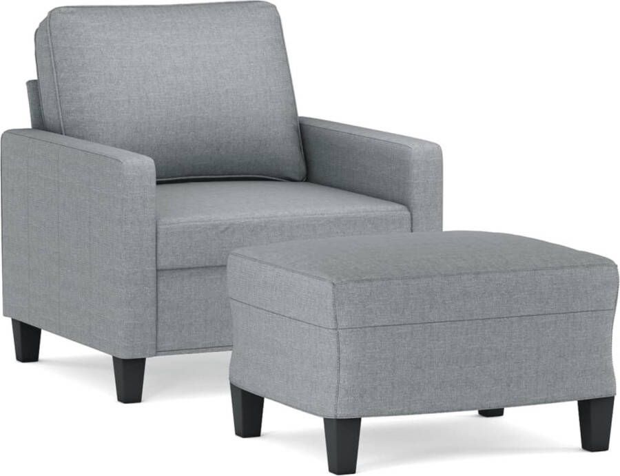 VidaXL -Fauteuil-met-voetenbank-60-cm-stof-lichtgrijs - Foto 3