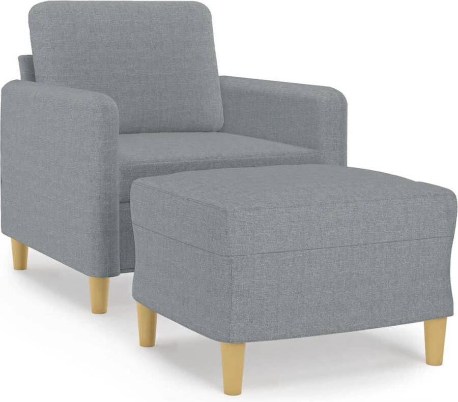 VidaXL -Fauteuil-met-voetenbank-60-cm-stof-lichtgrijs - Foto 4