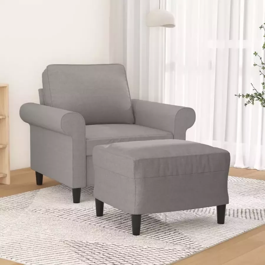 VIDAXL Fauteuil met voetenbank 60 cm stof lichtgrijs