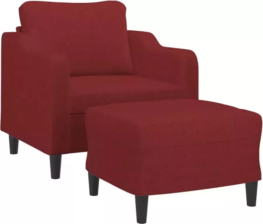 VIDAXL Fauteuil met voetenbank 60 cm stof wijnrood - Foto 2