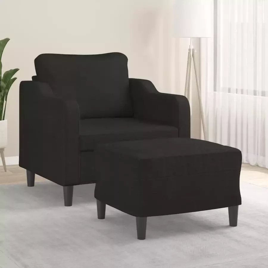 VIDAXL Fauteuil met voetenbank 60 cm stof zwart