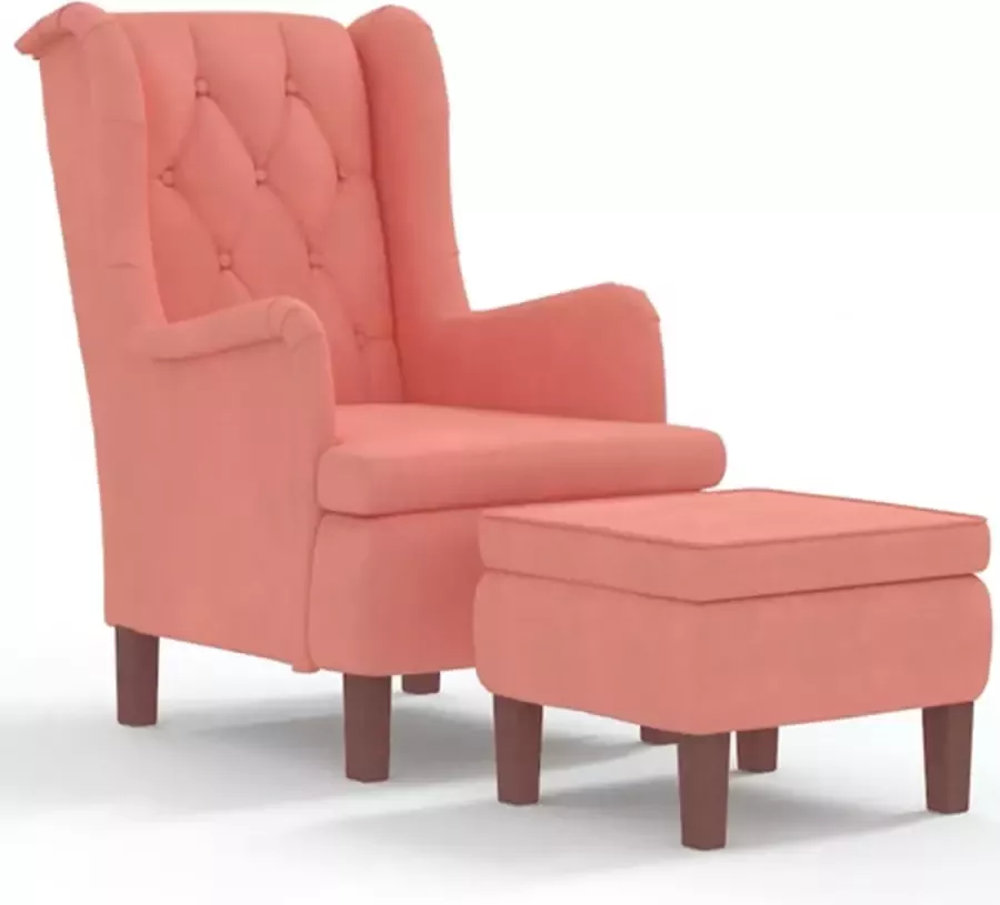 VIDAXL Fauteuil met voetenbank fluweel roze - Foto 2