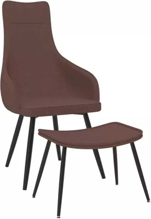VidaXL Fauteuil met voetenbank stof bruin