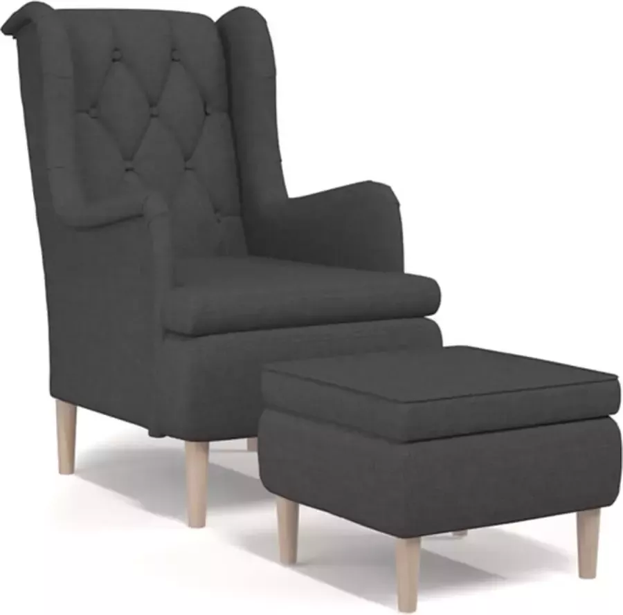 VidaXL Fauteuil met voetenbank stof donkergrijs - Foto 2