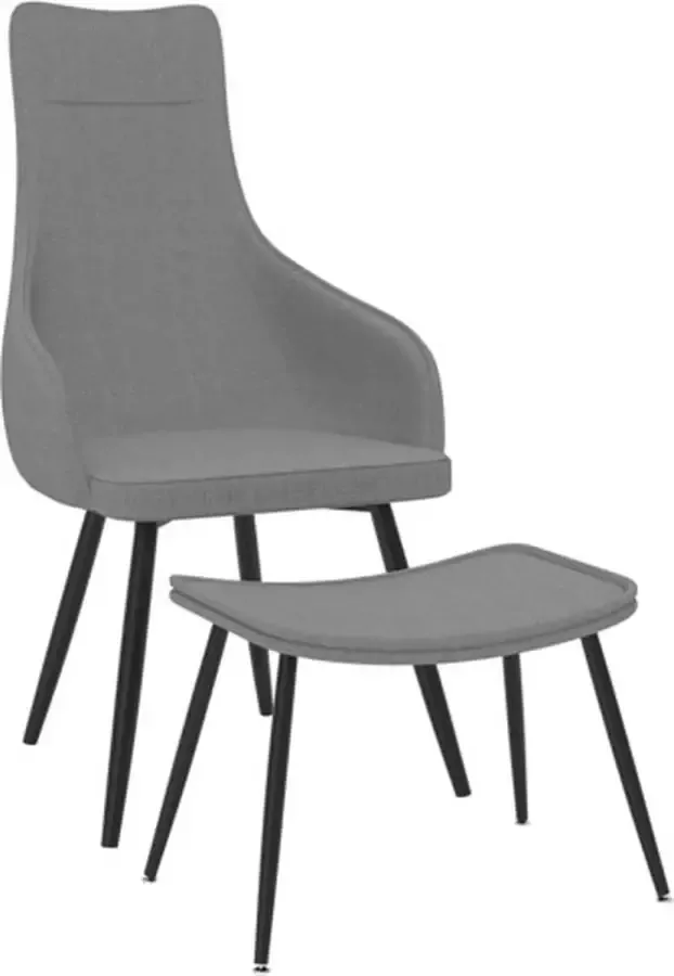 VIDAXL Fauteuil met voetenbank stof lichtgrijs