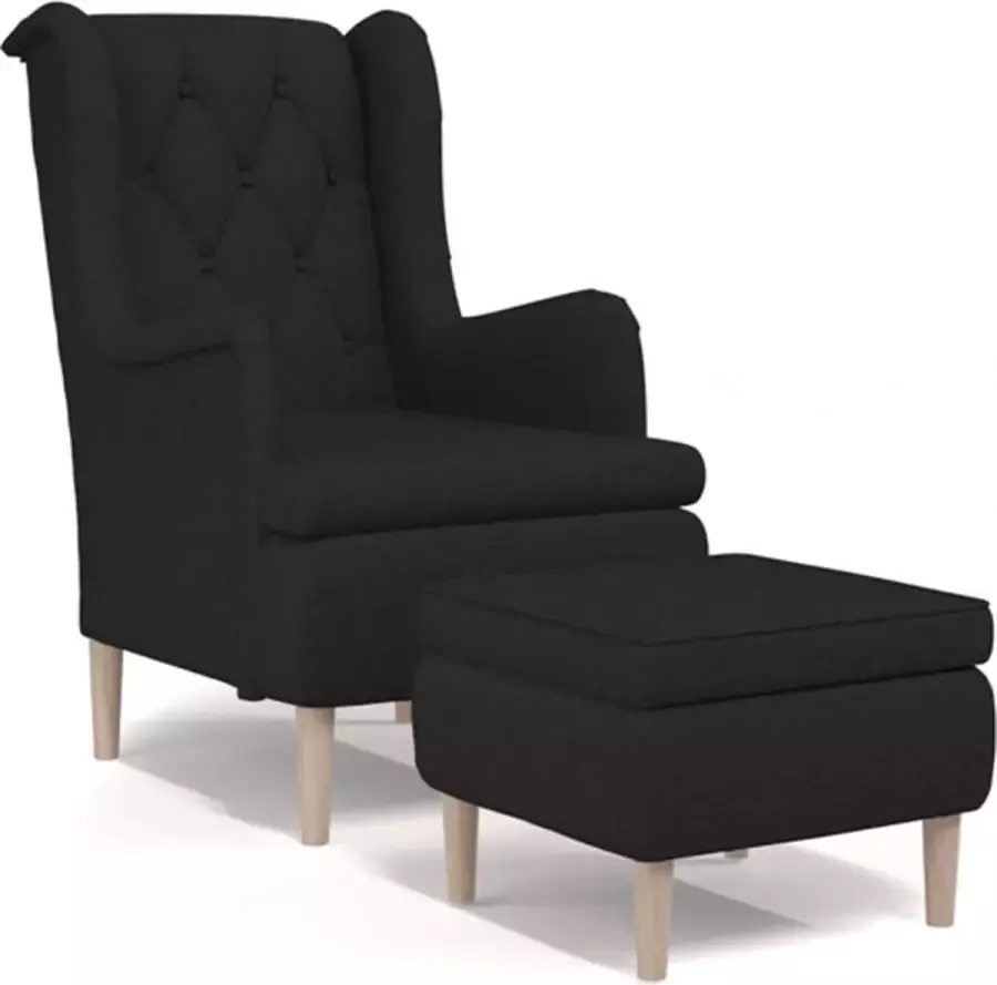 VIDAXL Fauteuil met voetenbank stof zwart - Foto 2