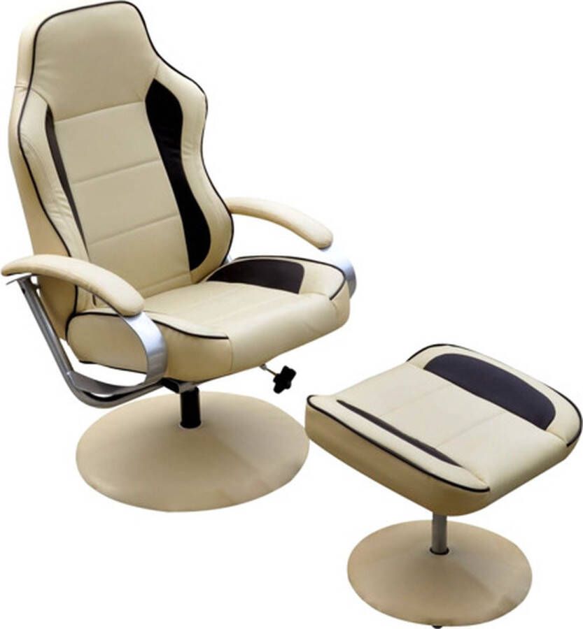 VidaXL Tv-fauteuil met voetensteun verstelbaar kunstleer crème bruin - Foto 3