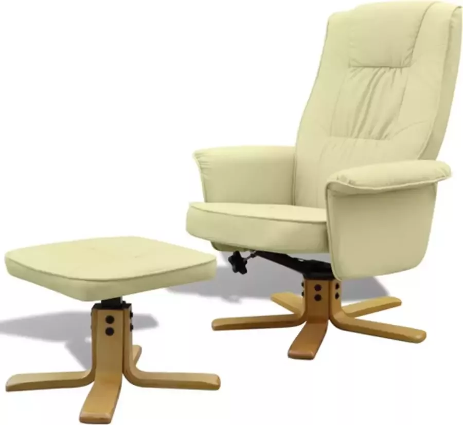 VidaXL Tv-fauteuil met voetensteun verstelbaar kunstleer crème bruin - Foto 2
