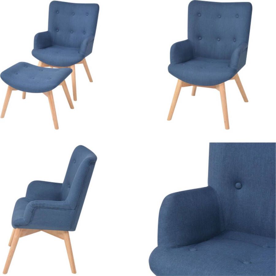 VidaXL Fauteuil met voetenbankje stof blauw Fauteuil Fauteuils Stoel Stoelen