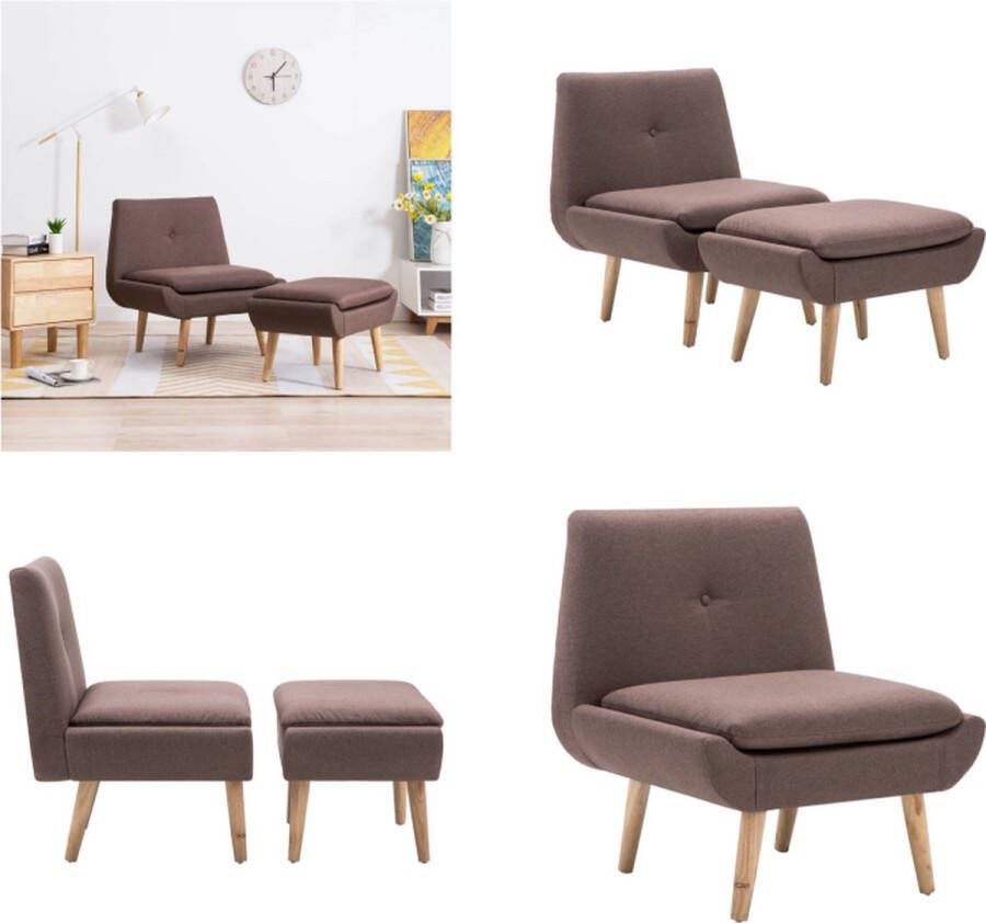 VidaXL Fauteuil met voetenbankje stof bruin Fauteuil Fauteuils Stoel Stoelen