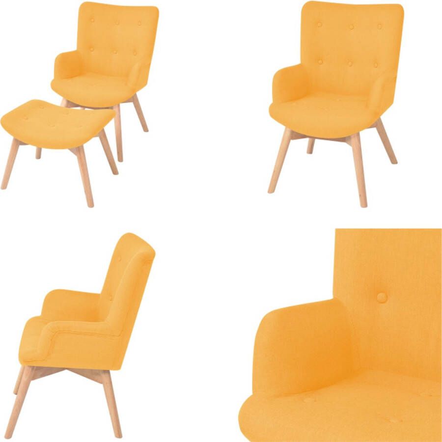 VidaXL Fauteuil met voetenbankje stof geel Fauteuil Fauteuils Stoel Stoelen