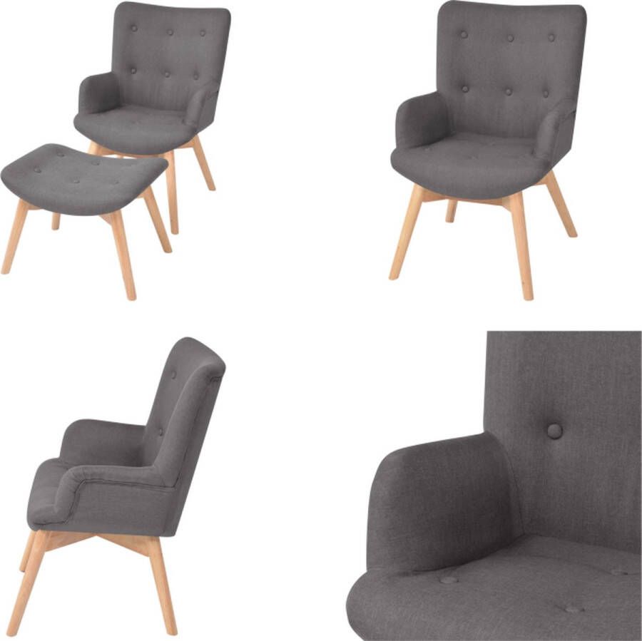VidaXL Fauteuil met voetenbankje stof grijs Fauteuil Fauteuils Stoel Stoelen
