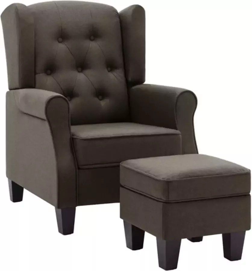 VidaXL Fauteuil met voetenbankje stof taupe - Foto 2