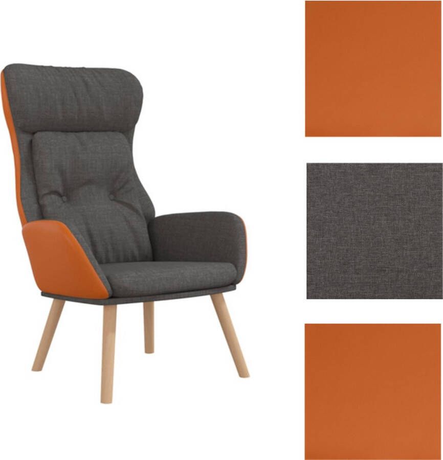 VidaXL Relaxstoel Relaxstoelen Fauteuil Relaxfauteuil Relaxstoel stof en PVC donkergrijs - Foto 3