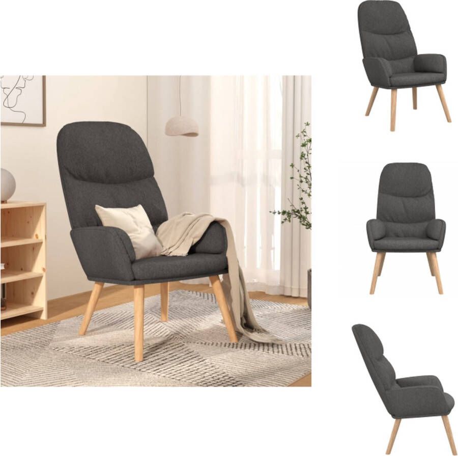 VidaXL Fauteuil Relaxstoel Donkergrijs 70 x 77 x 98 cm Dik gevoerd en zacht aanvoelende stof Fauteuil