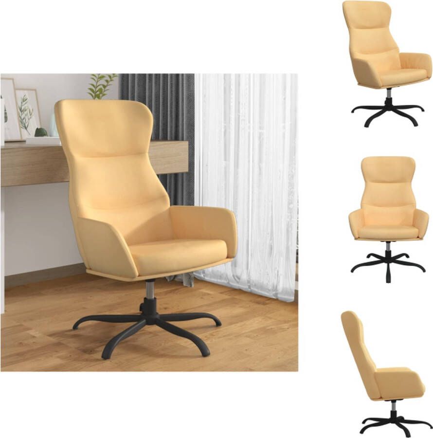 VidaXL Fauteuil Relaxstoel Kunstsuède 70 x 77 x 94 cm Crème Fauteuil