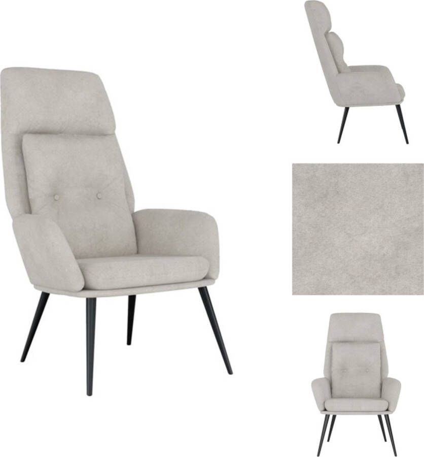 VidaXL Fauteuil Relaxstoel Kunstsuède Optimaal zitcomfort Lichtgrijs 70 x 77 x 94 cm Armleuningen Fauteuil