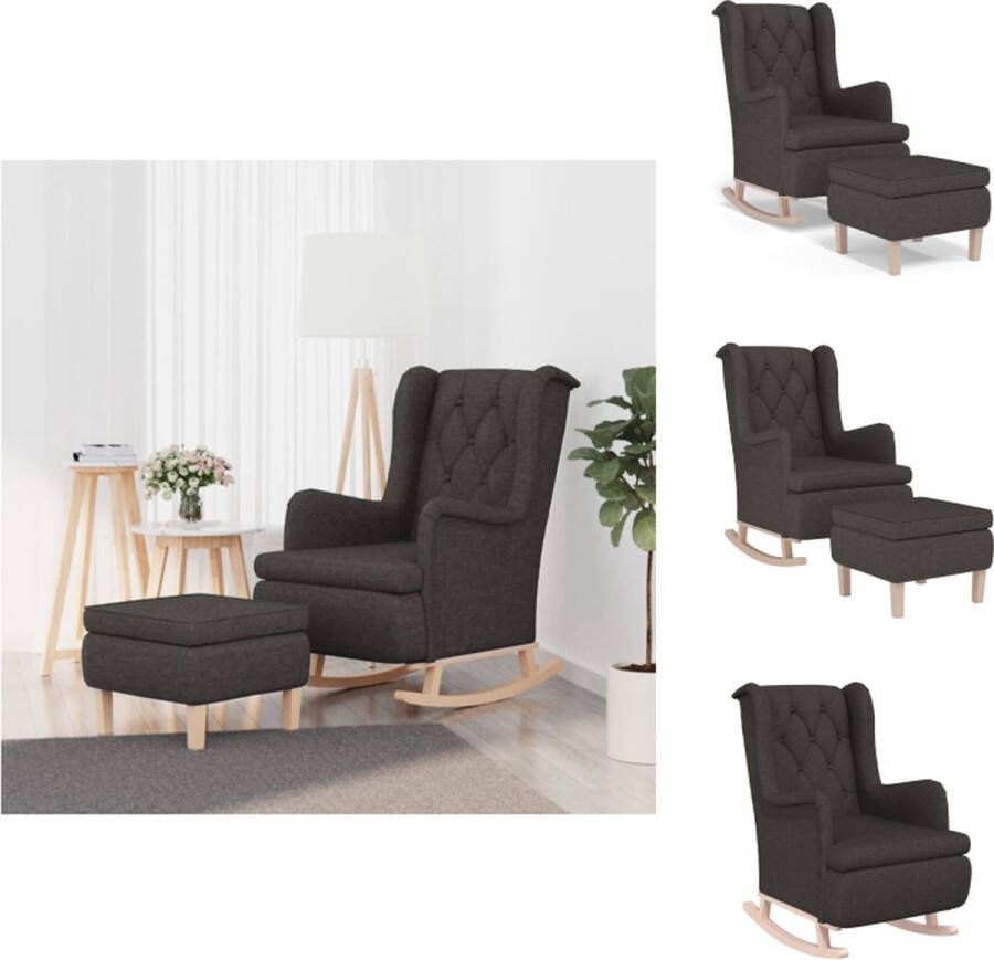 VidaXL Fauteuil Met Voetenbank Fauteuils Met Voetenbanken Schommelstoel Zetel Met Voetenbankje Fauteuil met schommelpoten en voetenbank stof donkergrijs - Foto 2
