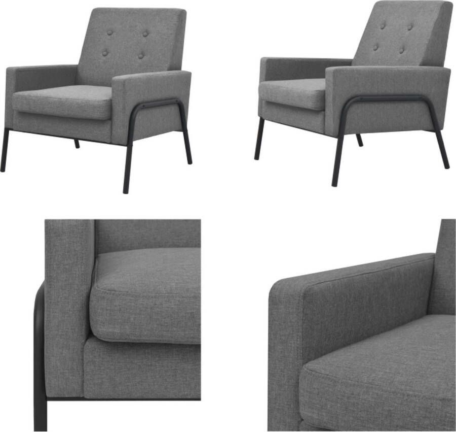 VidaXL Fauteuil staal en stof lichtgrijs Fauteuil Fauteuils Armstoel Armstoelen