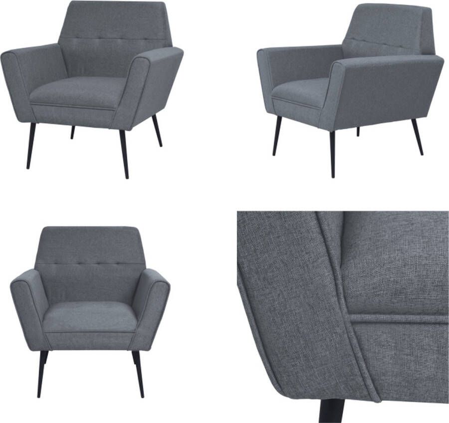 VidaXL Fauteuil staal en stof lichtgrijs Fauteuil Fauteuils Armstoel Armstoelen