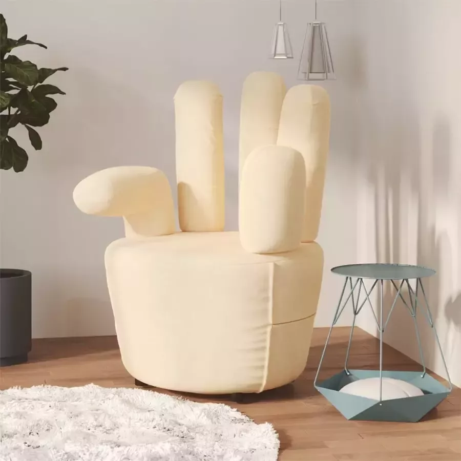 VidaXL Fauteuil stoel handvorm fluweel creme