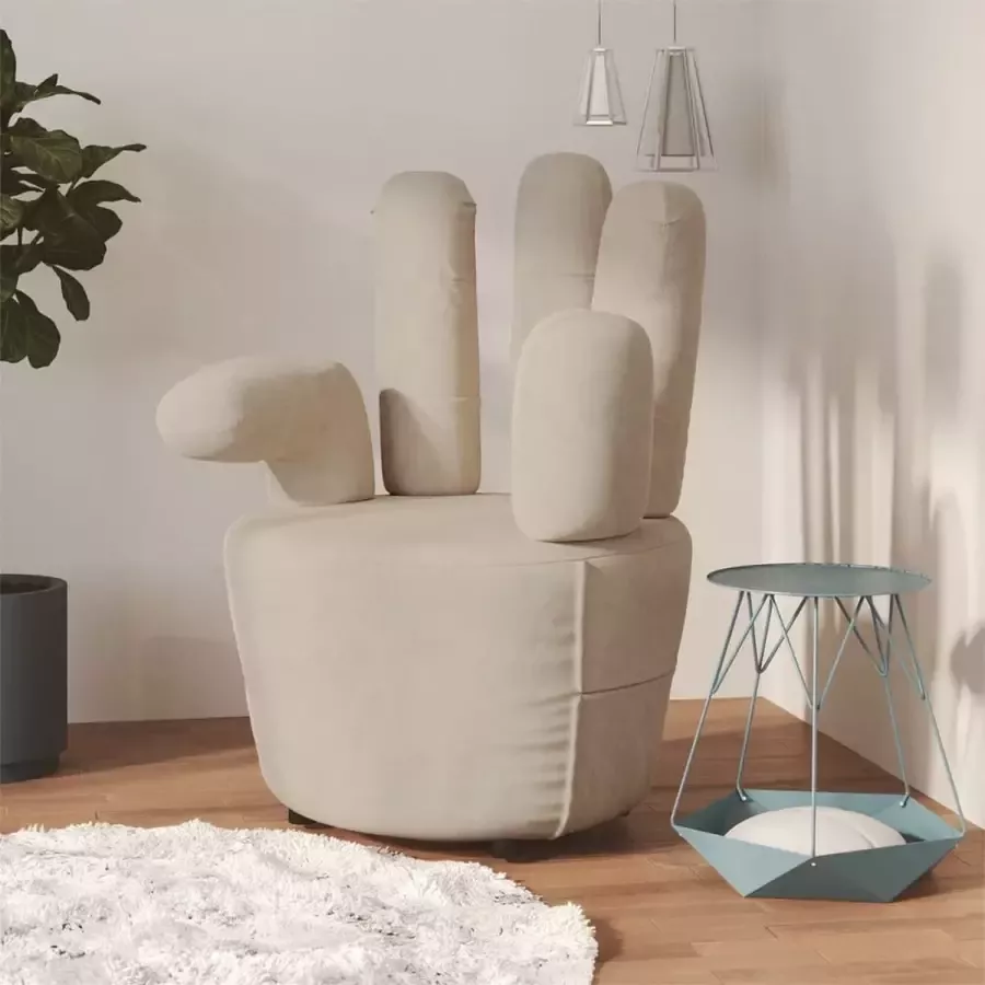VidaXL Fauteuil stoel handvorm fluweel lichtgrijs