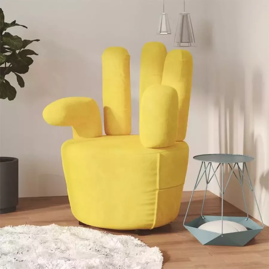 VidaXL Fauteuil stoel handvorm mosterdgeel fluweel