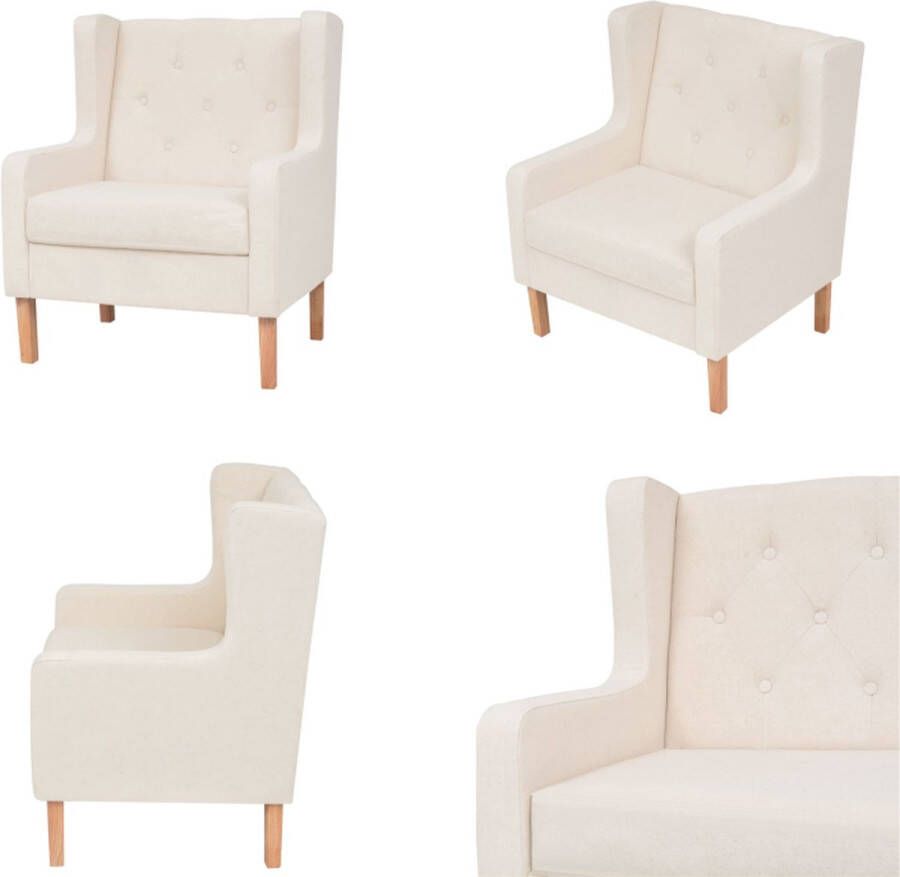 VidaXL Fauteuil stof crèmewit Fauteuil Fauteuils Armstoel Armstoelen - Foto 2