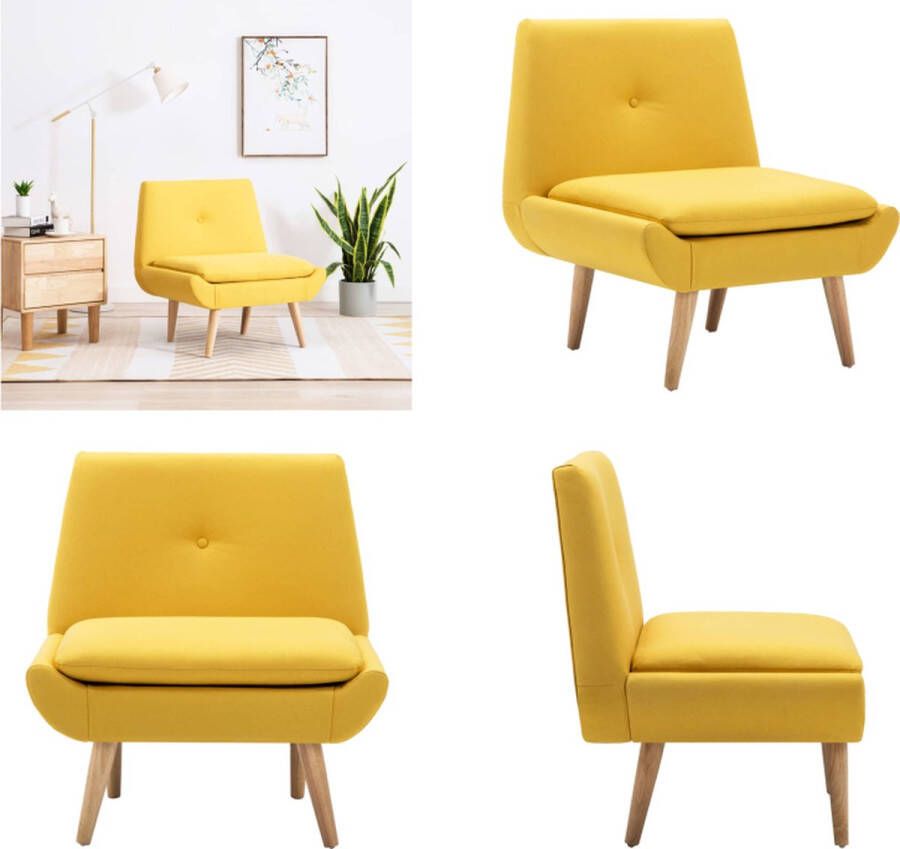 VidaXL Fauteuil stof geel Fauteuil Fauteuils Stoel Stoelen