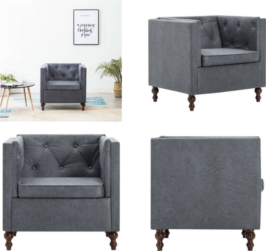 VidaXL Fauteuil stof grijs Fauteuil Fauteuils Leunstoel Leunstoelen