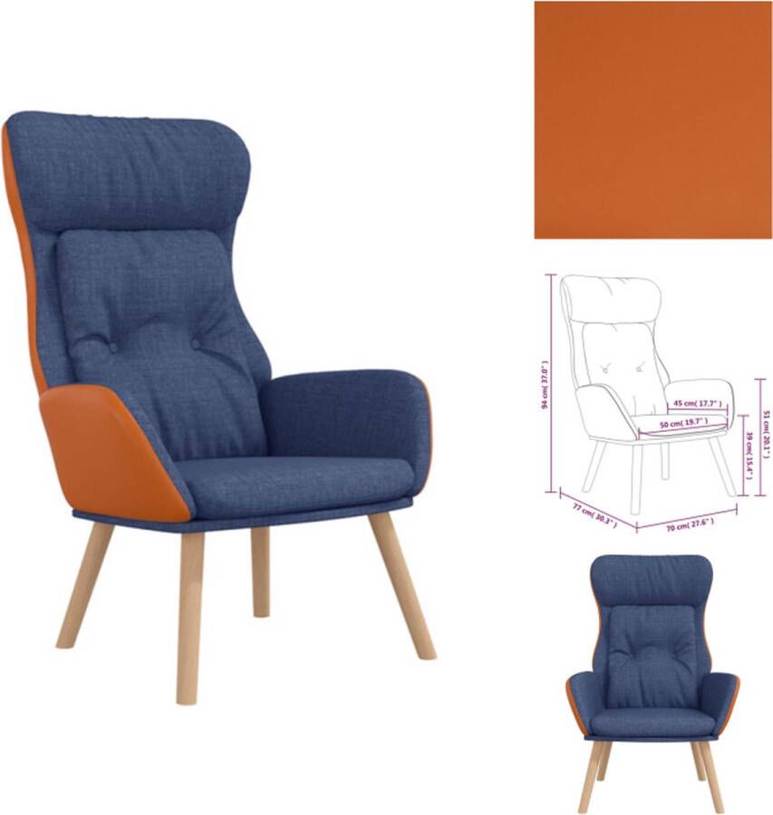 VidaXL Relaxstoel Relaxstoelen Fauteuil Relaxfauteuil Relaxstoel stof en PVC blauw - Foto 2