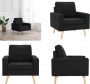 VidaXL Fauteuil stof zwart Fauteuil Fauteuils Stoffen Stoel Stoffen Stoelen - Thumbnail 2