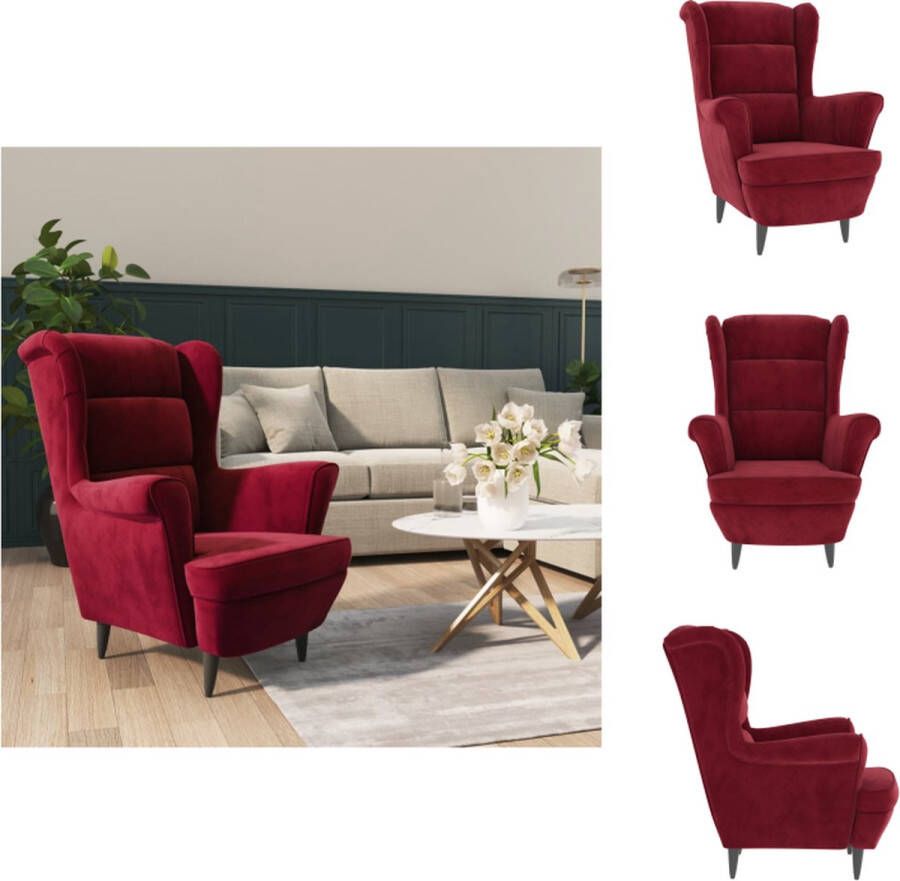 VidaXL Fauteuil Velvet Wijnrood 81 x 90 x 96.5 cm Stabiel frame Comfortabel zitten Fauteuil - Foto 2