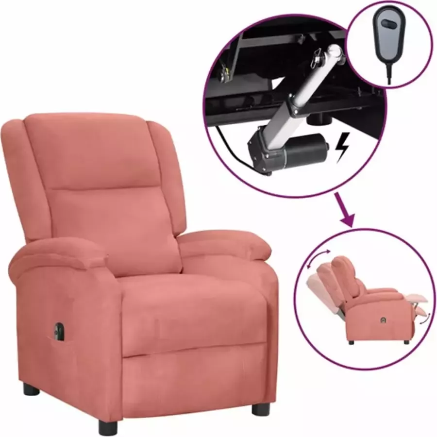 VIDAXL Fauteuil verstelbaar elektrisch fluweel roze - Foto 3