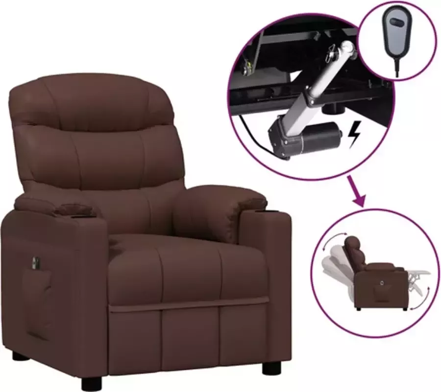 VidaXL Fauteuil verstelbaar elektrisch kunstleer bruin - Foto 2