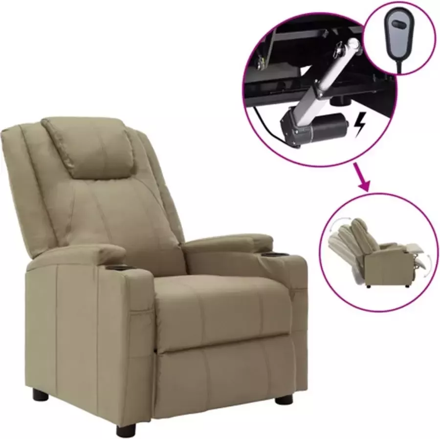 VidaXL Fauteuil verstelbaar elektrisch kunstleer cappuccinokleurig