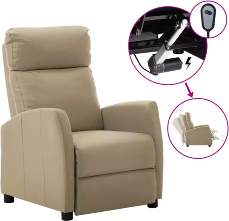 VidaXL Fauteuil verstelbaar elektrisch kunstleer cappuccinokleurig