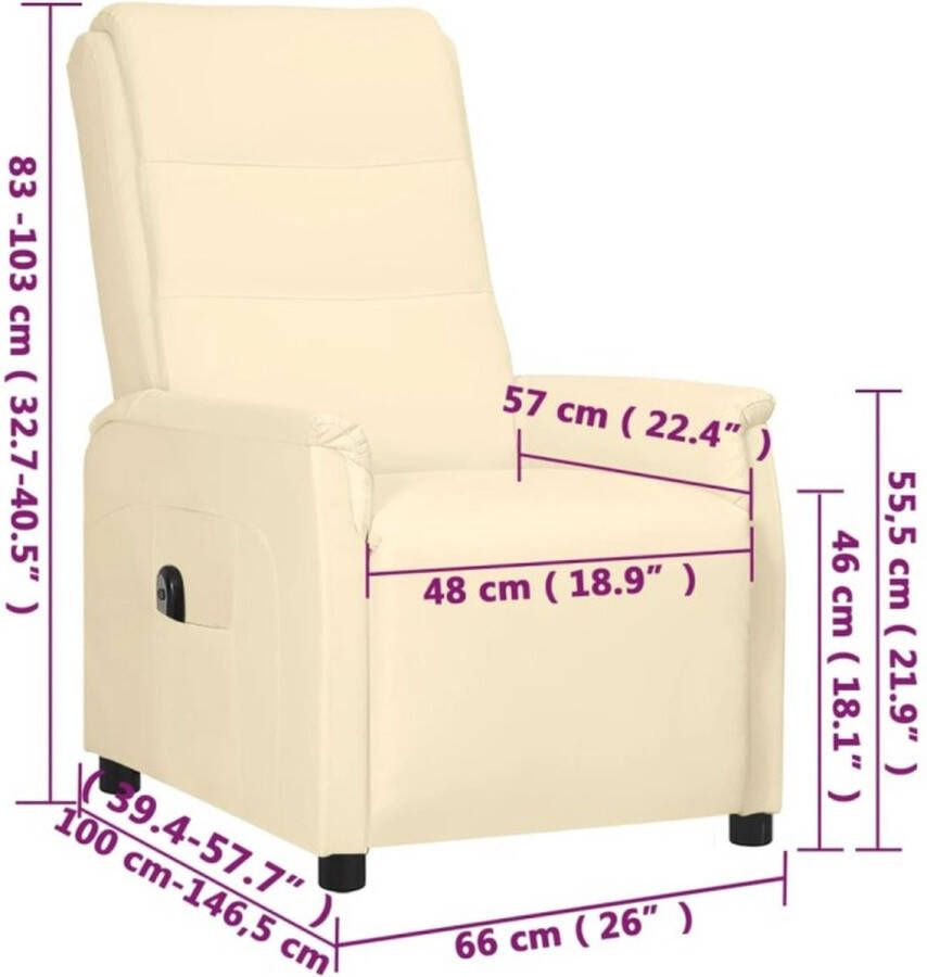 VidaXL Fauteuil verstelbaar elektrisch kunstleer crèmekleurig - Foto 8