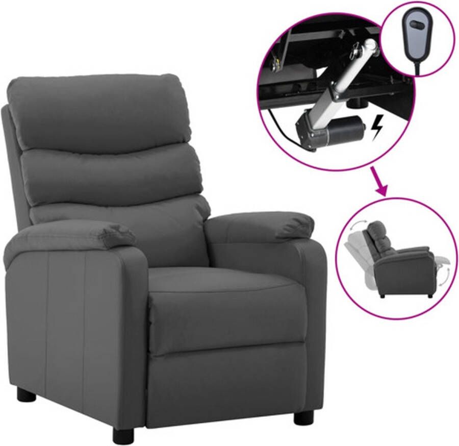 VidaXL Fauteuil verstelbaar elektrisch kunstleer grijs - Foto 4
